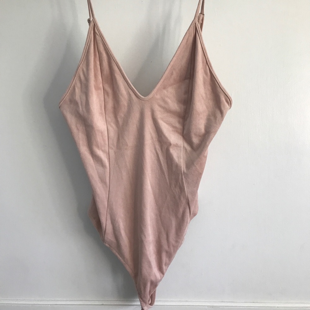 Forever 21 Baby Pink Suede Bodysuit